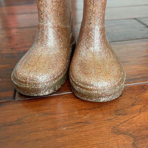 Next Brand Rose Gold Pink Sparkle Rain Boots 9Y 6.25" Toddler - Picture 2 of 9